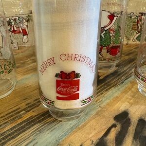 Coca Cola Holiday Decor Glass in Red and Green